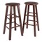 Contemporary Home Living Set of 2 Walnut Brown Solid Wood Bar Stools 29"